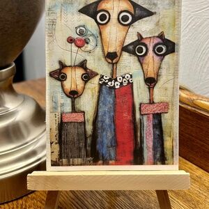 PRINT ACEO Dogs Art Card Limited Edition Matted & Signed On Back.